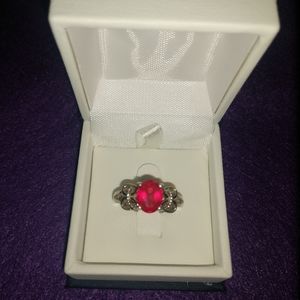Ruby sterling silver ring